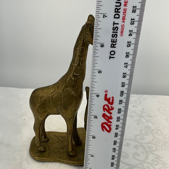 MCM Brass Giraffe Mother & Baby Figurine Statue 7" - Picture 6 of 7